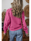  Eyelet Round Neck Long Sleeve Sweatshirt.