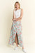 Jade By Jane Full Size Floral Print Front Slit Denim Maxi Skirt Plus Size