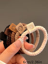 Khaki 5Pcs Braided Elastic Hairband