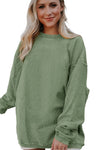 Light Grey Drop Shoulder Crinkle Rib Oversized Sweatshirt