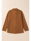 Brown Textured Flap Pocket Drop Shoulder Shacket