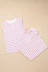 Rose Stripe CasualTee and Wide Leg Pants Set