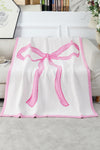 White 127*152cm Bow Printed Cozy Soft Throw Blanket