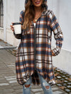 Devine Plaid Zip Up Hooded Coat - Cocoa Yacht Club