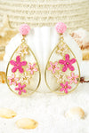 Rose Red Braided Flower Waterdrop Earrings
