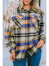 Brown Plaid Button Up Long Sleeve Flannel Shacket