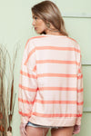 Orange Striped Print Drop Shoulder Pullover Sweatshirt