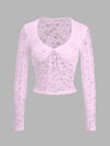 Devine Scoop Neck Long Sleeve Lace Top