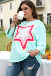 Moonlight Jade Colorblock Star Patch Plus Size Top