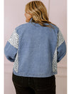 Beau Blue Leopard Patchwork Plus Size Denim Jacket