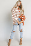 Contrast Striped Print Oversized Dropped Shoulder Top