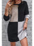 Black Ribbed Color Block Drop Shoulder Long Sleeve Mini Dress