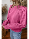  Eyelet Round Neck Long Sleeve Sweatshirt.