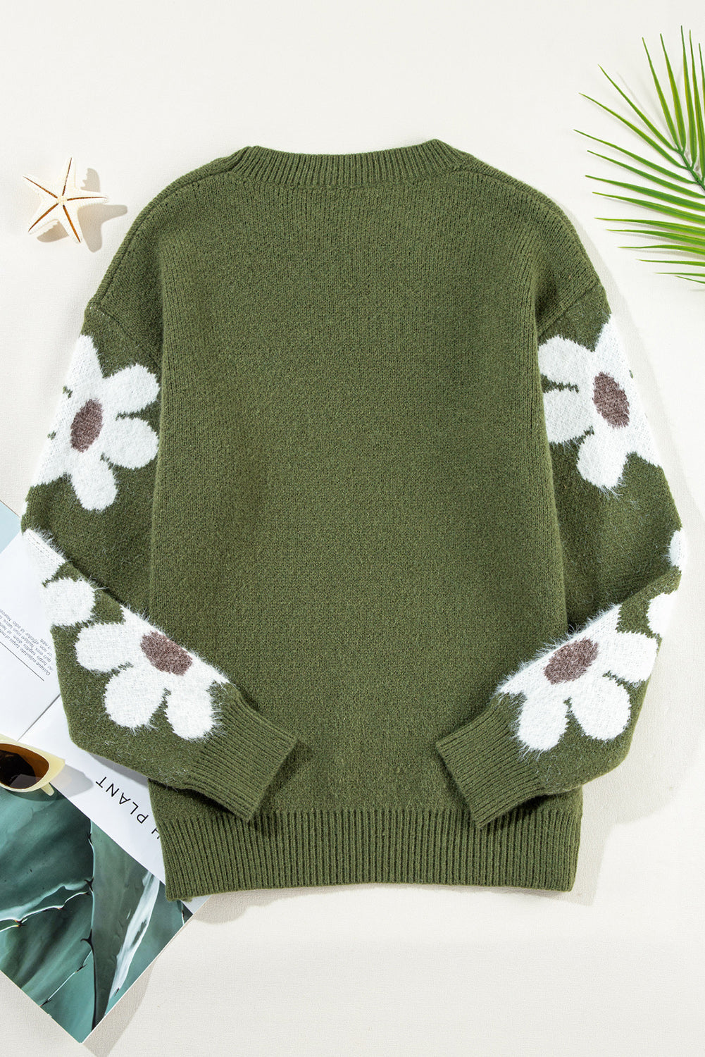 Jet Stream Flower Sleeve Drop Shoulder Sweater