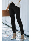 Black Mid Rise Faux Suede Skinny Leggings