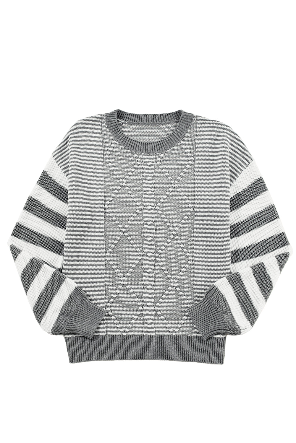 Red Stripe Twisted Knitted Drop Shoulder Sweater