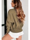 Parchment Quarter Zip Stand Neck Kangaroo Pocket Sweatshirt