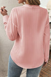 Gossamer Pink Split V-neck Solid Color Blouse