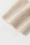 Khaki Cable Knit Colorblock Crew Neck Drop Shoulder Sweater