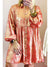 Peach Blossom Metallic Button-up Balloon Sleeve Plus Size Mini Dress