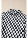 Black Checkered Print Long Sleeve Mock Neck Bodysuit