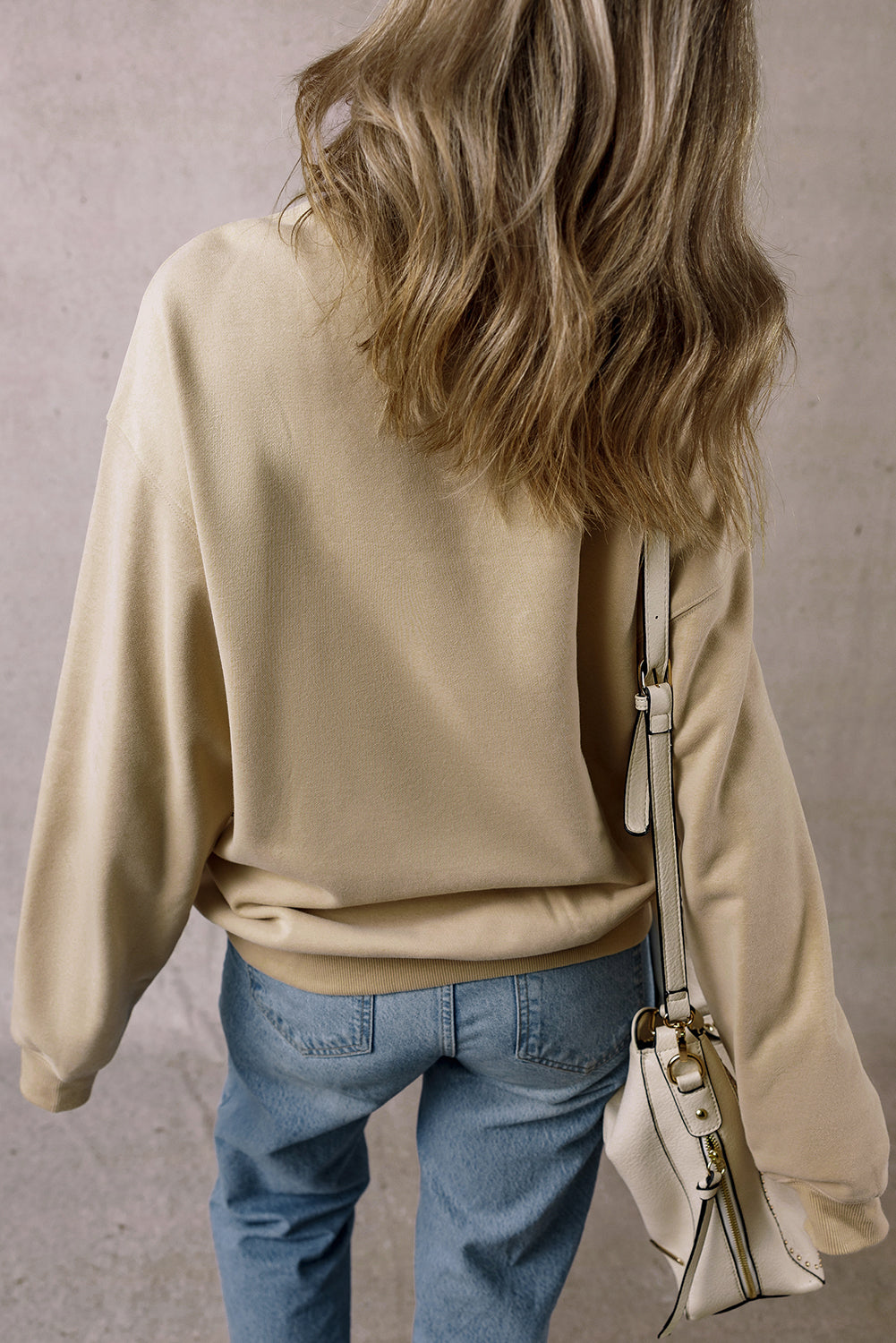 Parchment Oversize Long Sleeve Round Neck  Sweaters