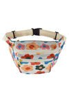 Khaki Colorful Flower Printed Rib Textured Waist Belt Bag