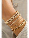 Silvery 4pcs Rhinestone Decor Adjustable Chain Bracelet Set