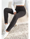 Gray Wide Waistband Ribbed Textured Knit Leggings