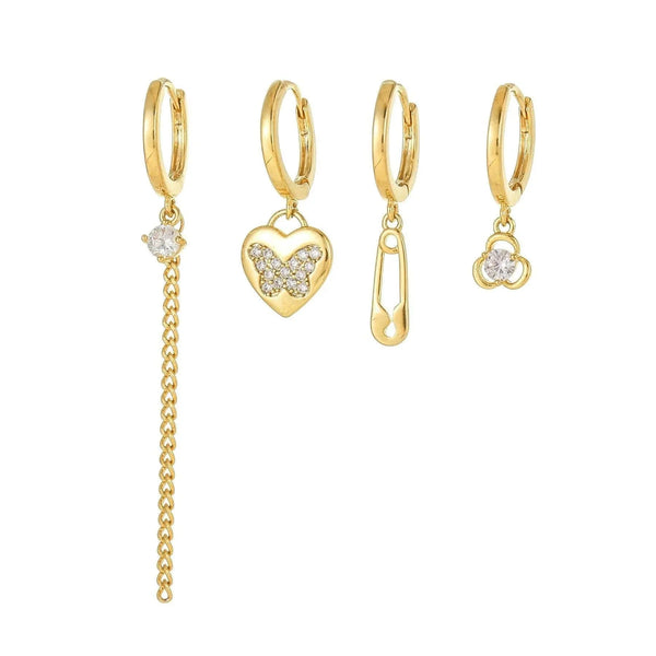 4 Pieces Whimsical Charm Links Earring Set