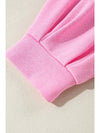 Sachet Pink Plain Drop Sleeve Henley Sweatshirt