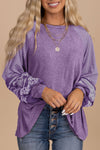 Brown Contrast Print Striped Raglan Long Sleeve Loose Top