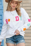 White Glitter Howdy Patch Casual Star Sweatshirt