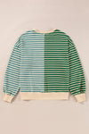 Pink Stripe Colorblock Drop Shoulder Oversize Sweatshirt