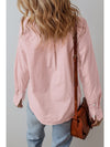 Light Pink Pleated Button-up Plain Shirt