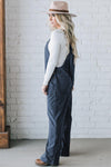 Real Teal Plain Pocketed Loose Fit Corduroy Overalls