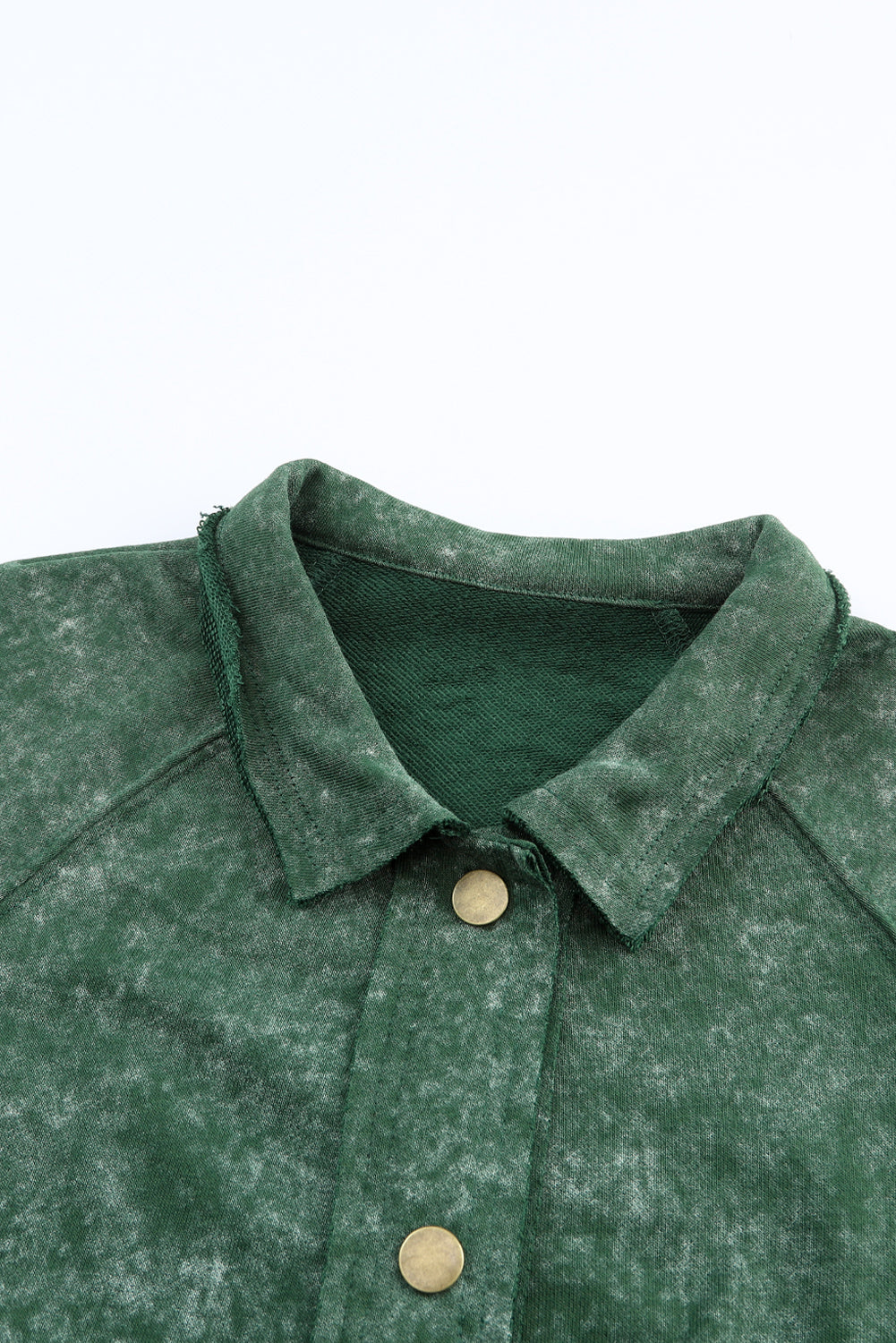 Green Snap Button Casual Flap Pockets Collared Jacket