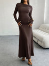 Devine Ruched Long Sleeve Maxi Dress - Cocoa Yacht Club