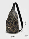 Leopard Printed PU Leather Zippered Fanny Pack Sling Bag