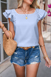 Gossamer Pink Textured Bow Frilled Ruffle Sleeve Blouse