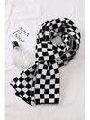 Black Checkered Knitted Soft Warm Large Scarf