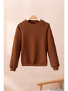 Beige Solid Color Textured Raglan Sleeve Pullover Sweatshirt