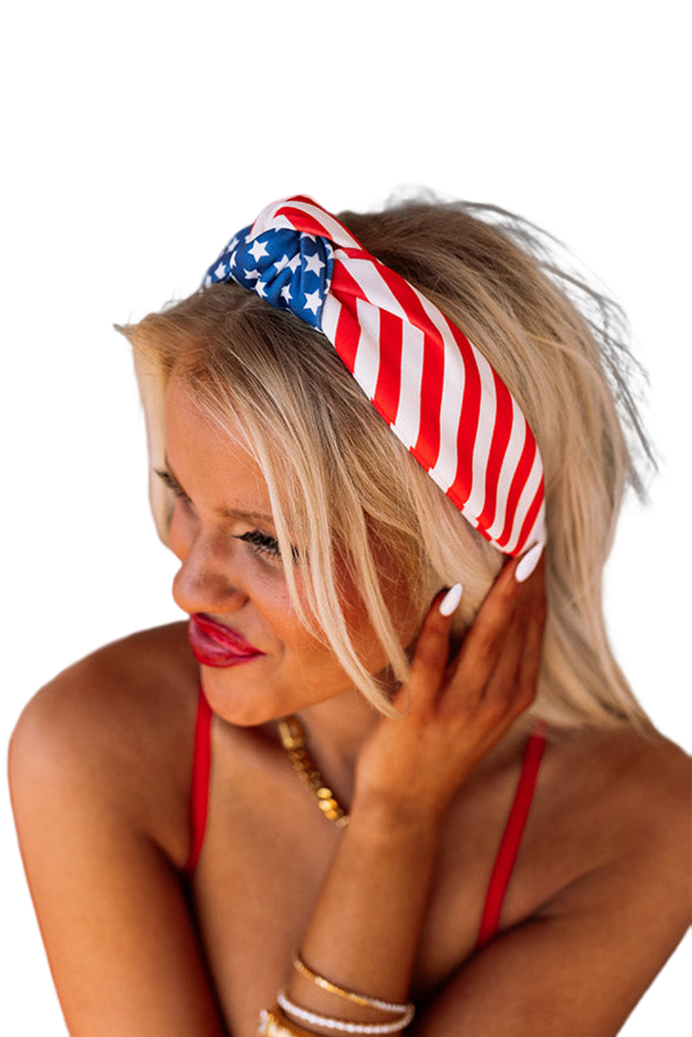 Multicolor American Flag Bow Knot Wide Headband