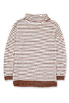 Brown Striped Turtleneck Oversized Sweater