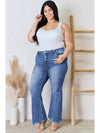 Blue Plus Size Exposed Seam High Waist Flare Jeans