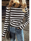 Black Stripe Slim Fit High Neck Knit Sweater