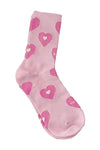 Pink Textured Sweetheart Print High Ankle Socks