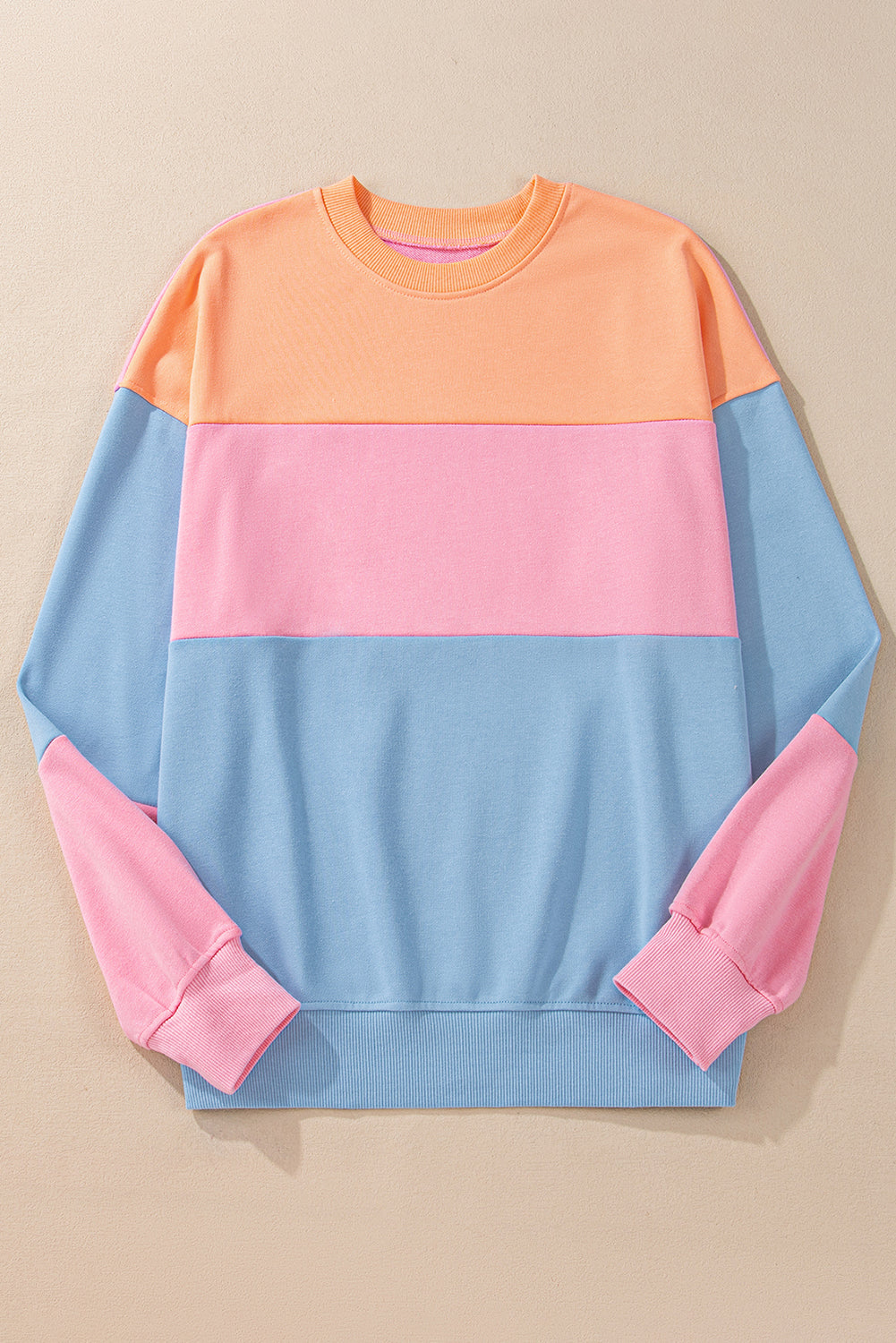 Sky Blue Colorblock Drop Shoulder Sweatshirt