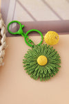 Green Woven Sunflower Pendant Personalized Keychain