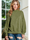 Brown Plain Drop Shoulder Crew Neck Pullover Sweatshirt